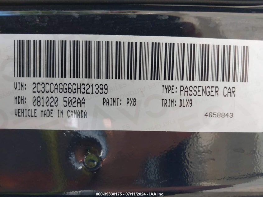 2016 Chrysler 300 300S VIN: 2C3CCAGG6GH321399 Lot: 39838175