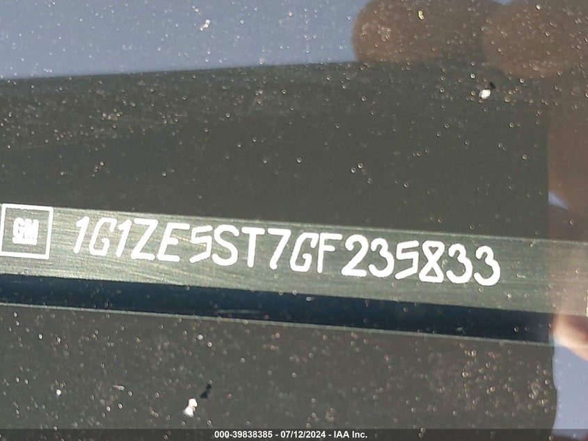 2016 Chevrolet Malibu Lt VIN: 1G1ZE5ST7GF235833 Lot: 39838385