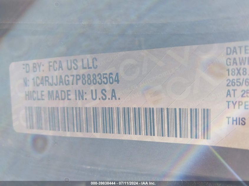 2023 Jeep Grand Cherokee L Laredo 4X2 VIN: 1C4RJJAG7P8883564 Lot: 39838444