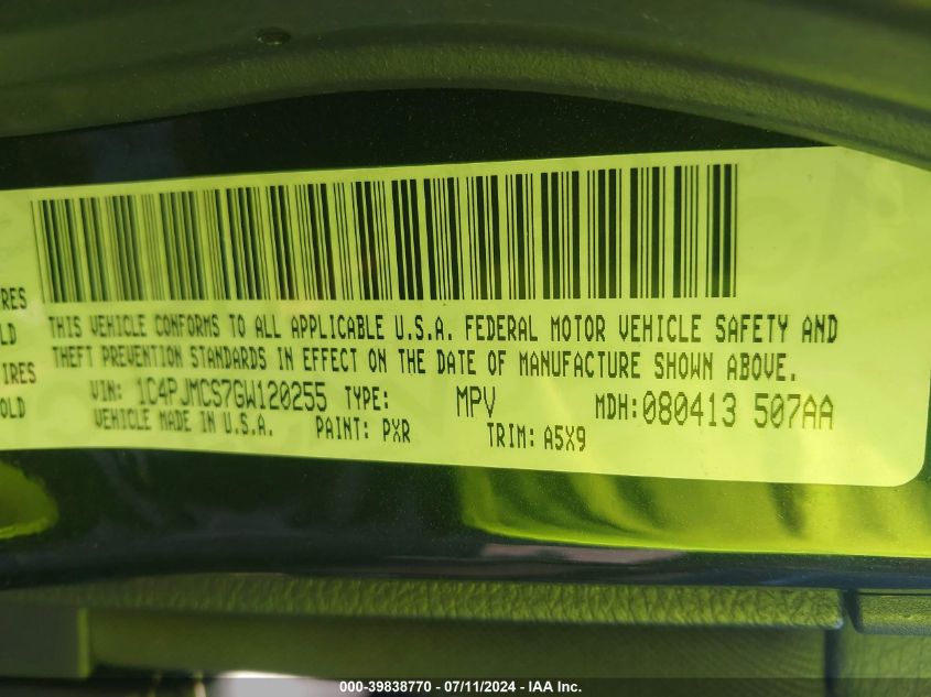 2016 Jeep Cherokee Latitude VIN: 1C4PJMCS7GW120255 Lot: 39838770