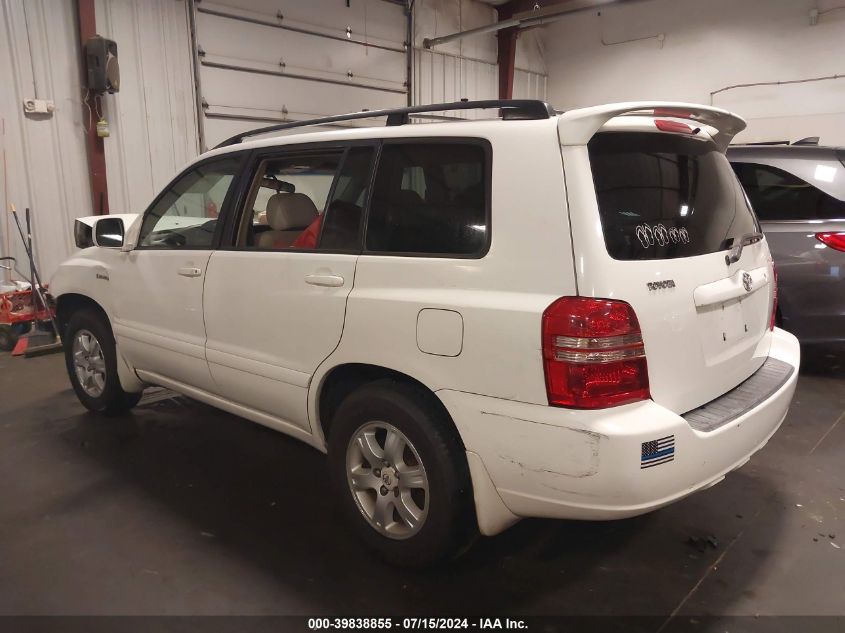 2001 Toyota Highlander V6 VIN: JTEGF21A110007133 Lot: 39838855