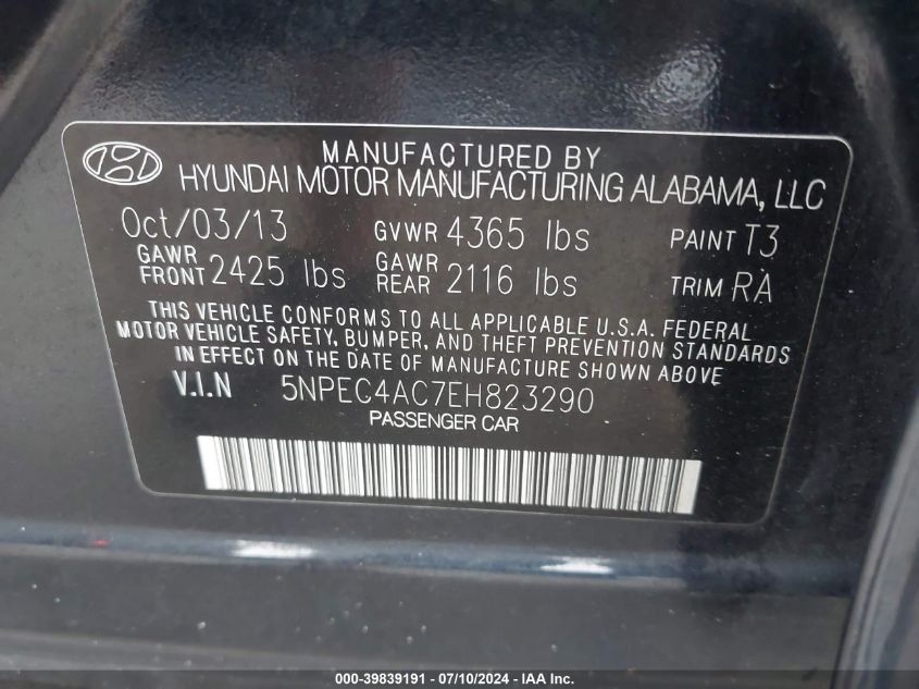 5NPEC4AC7EH823290 2014 Hyundai Sonata Limited