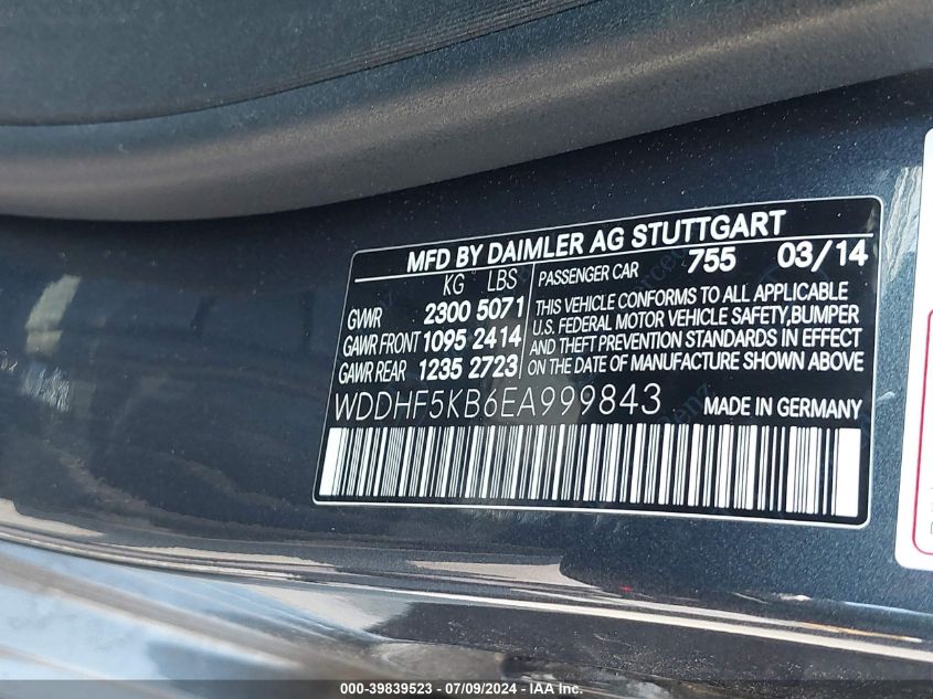 WDDHF5KB6EA999843 2014 Mercedes-Benz E 350