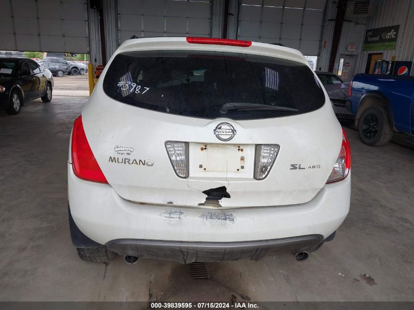 2005 Nissan Murano Sl VIN: JN8AZ08W15W423987 Lot: 39839595