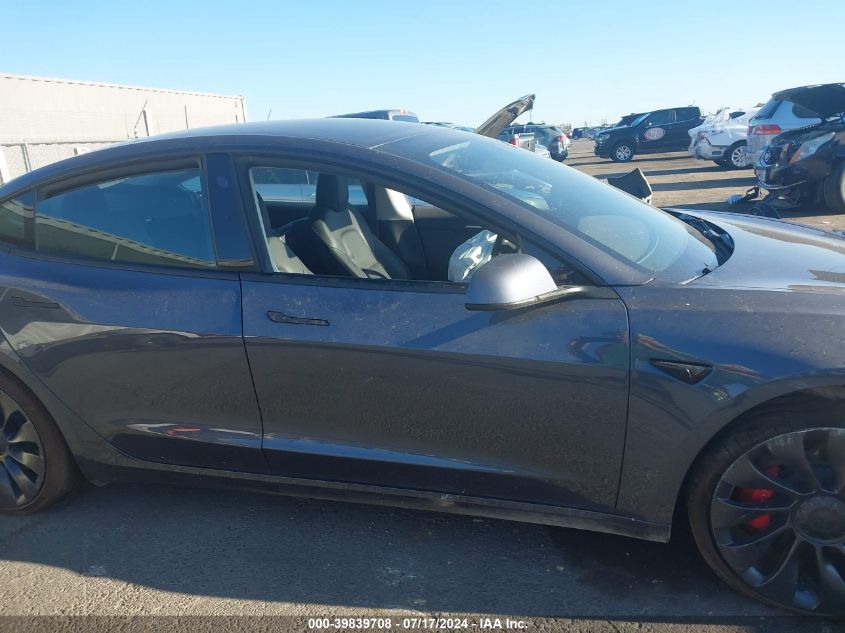 2023 Tesla Model 3 Performance Dual Motor All-Wheel Drive VIN: 5YJ3E1ECXPF711000 Lot: 39839708