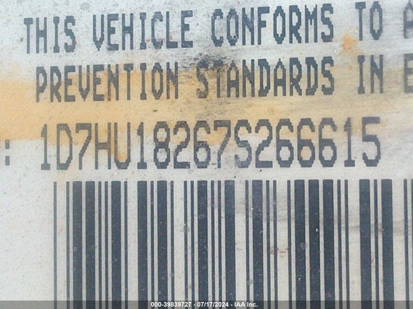 2007 Dodge Ram 1500 Slt/Trx4 Off Road/Sport VIN: 1D7HU18267S266615 Lot: 39839727