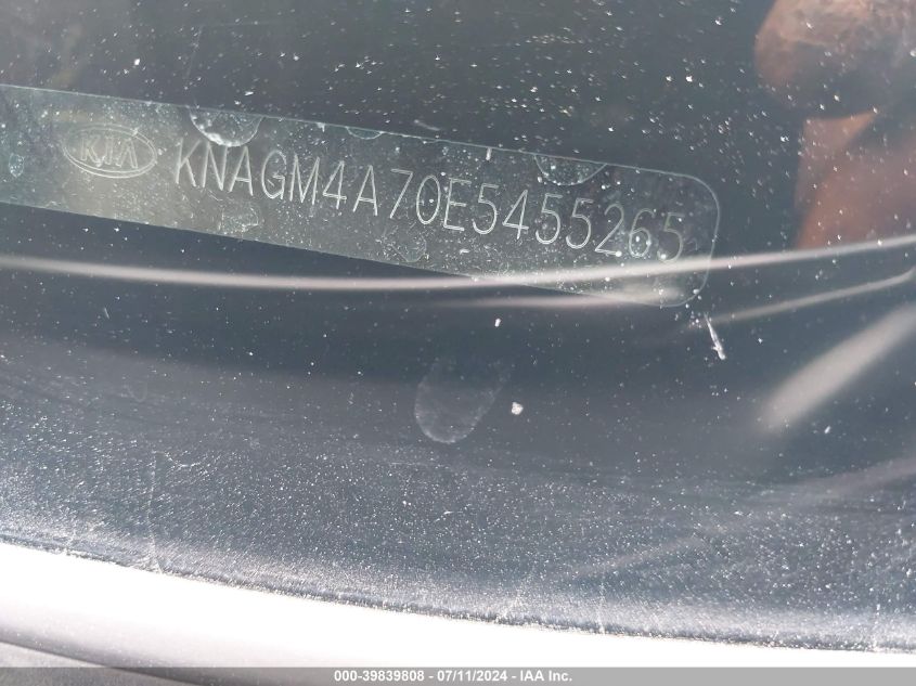 2014 Kia Optima Lx VIN: KNAGM4A70E5455265 Lot: 39839808