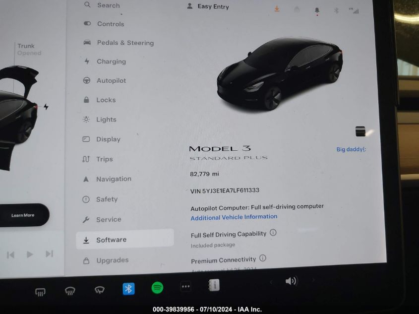 2020 Tesla Model 3 Standard Range Plus Rear-Wheel Drive/Standard Range Rear-Wheel Drive VIN: 5YJ3E1EA7LF611333 Lot: 39839956