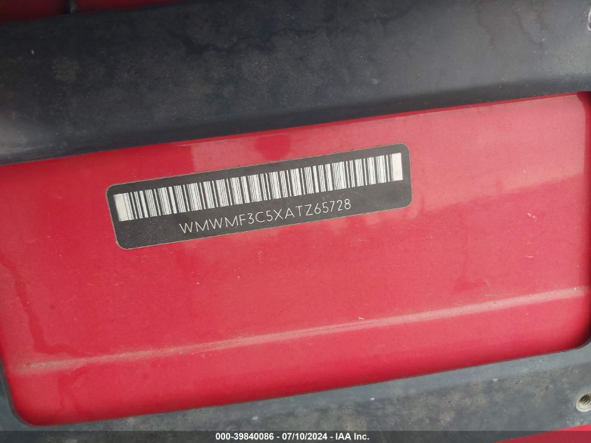2010 Mini Cooper VIN: WMWMF3C5XATZ65728 Lot: 39840086