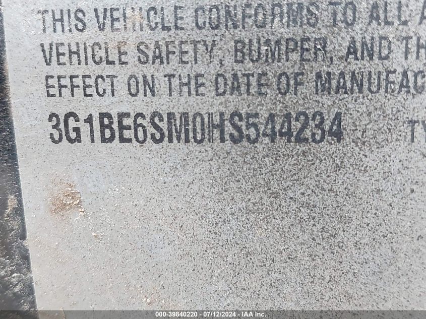 2017 Chevrolet Cruze Lt VIN: 3G1BE6SM0HS544234 Lot: 39840220