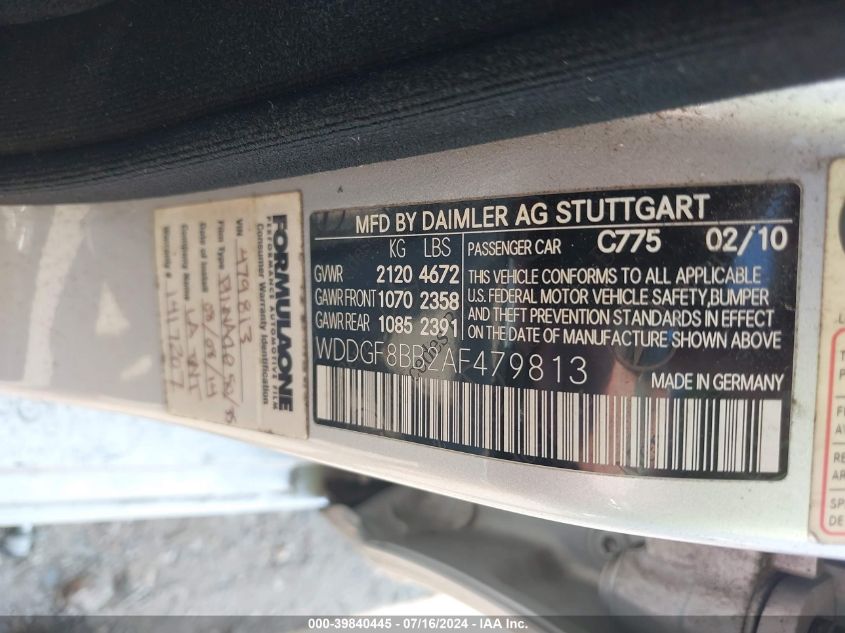 2010 Mercedes-Benz C-Class C 300 Sport/Luxury 4Matic VIN: WDDGF8BB2AF479813 Lot: 39840445