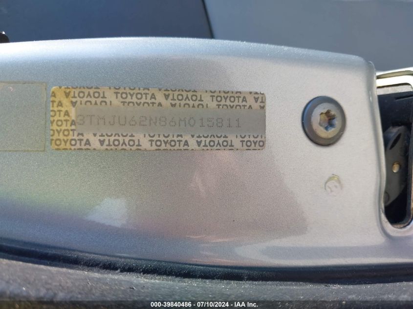 2006 Toyota Tacoma Double Cab Prerunner VIN: 3TMJU62N86M015811 Lot: 39840486