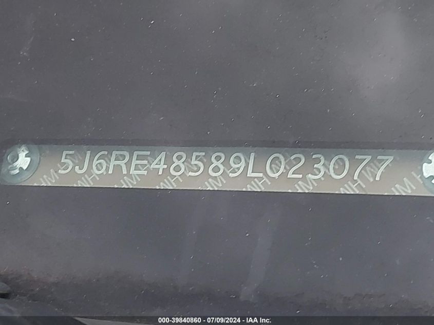 2009 Honda Cr-V Ex VIN: 5J6RE48589L023077 Lot: 39840860
