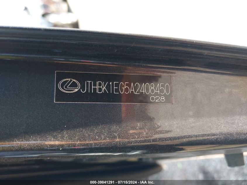 2010 Lexus Es 350 VIN: JTHBK1EG5A2408450 Lot: 39841291