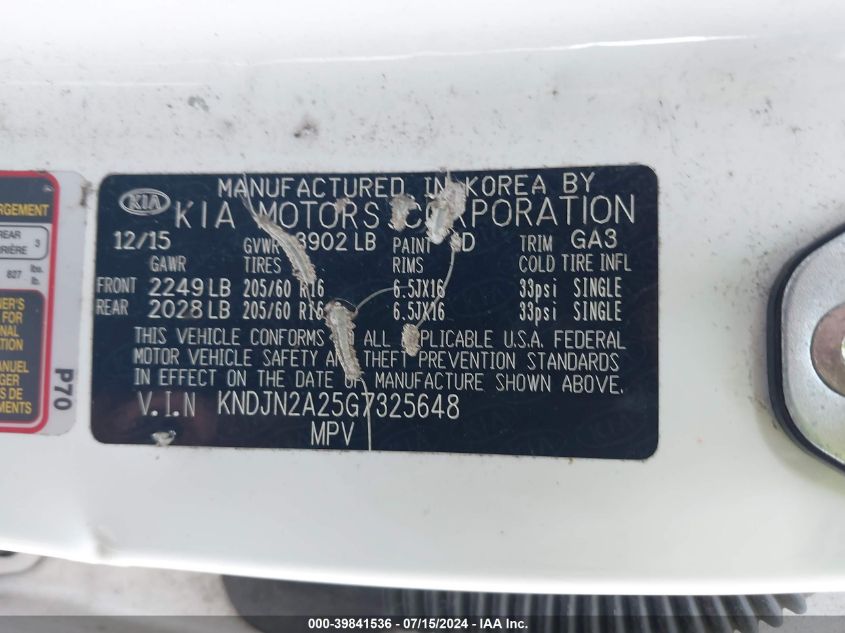 KNDJN2A25G7325648 2016 Kia Soul