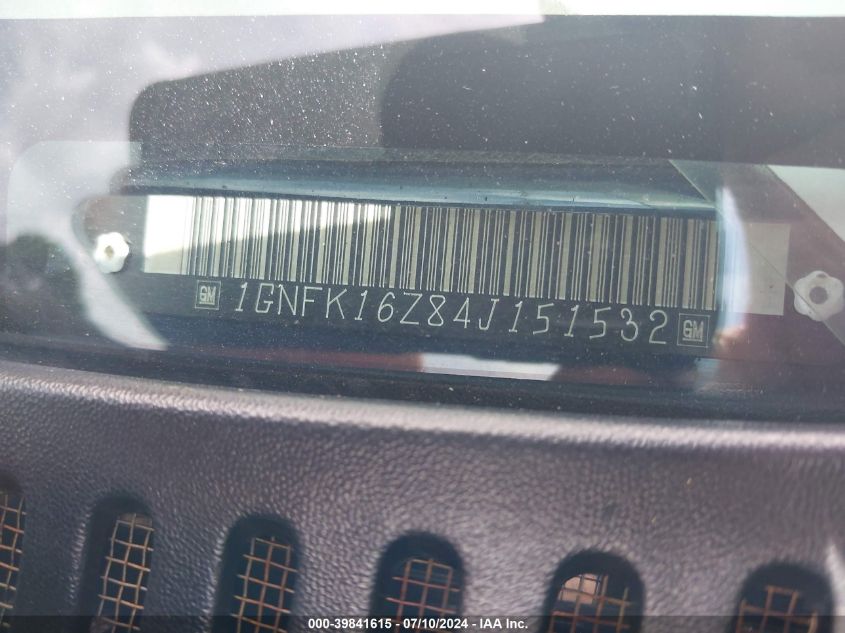 2004 Chevrolet Suburban 1500 Lt VIN: 1GNFK16Z84J151532 Lot: 39841615