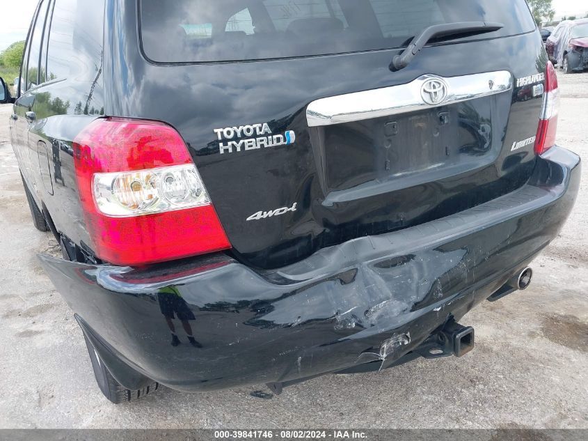 2006 Toyota Highlander Hybrid Limited V6 VIN: JTEEW21A460031196 Lot: 39841746