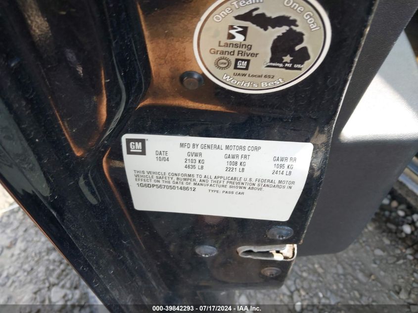 2005 Cadillac Cts Hi Feature V6 VIN: 1G6DP567050148612 Lot: 39842293