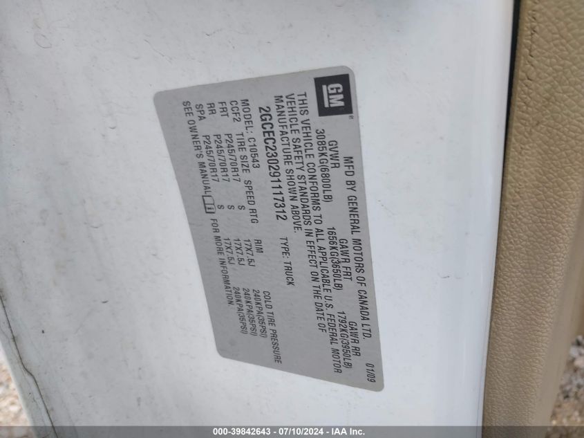 2009 Chevrolet Silverado 1500 Lt VIN: 2GCEC230291117312 Lot: 39842643