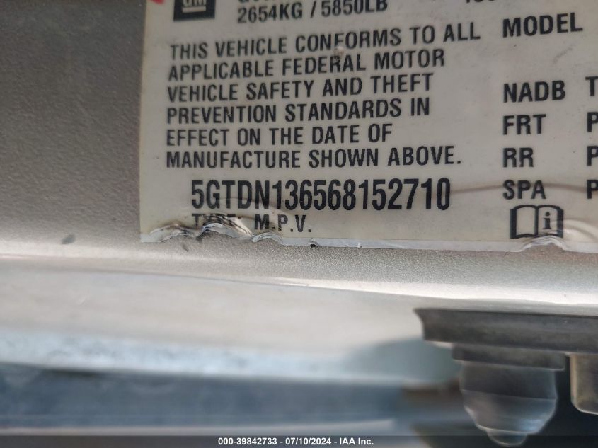 2006 Hummer H3 Suv VIN: 5GTDN136568152710 Lot: 39842733