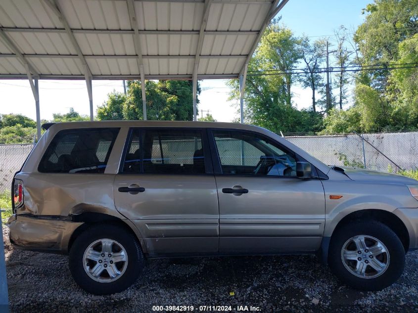 2006 Honda Pilot Lx VIN: 2HKYF18146H551600 Lot: 39842919