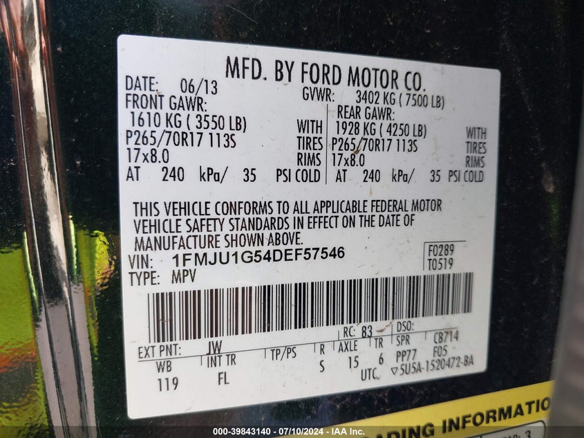 2013 FORD EXPEDITION XL - 1FMJU1G54DEF57546