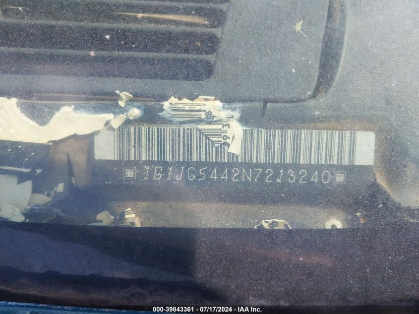 1992 Chevrolet Cavalier Vl/Rs VIN: 1G1JC5442N7213240 Lot: 39843361