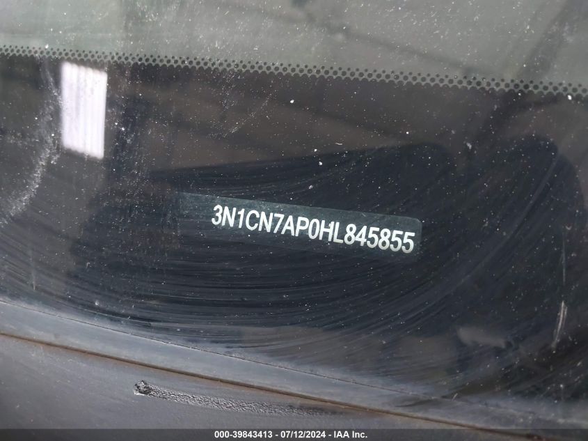 2017 Nissan Versa 1.6 S+ VIN: 3N1CN7AP0HL845855 Lot: 39843413
