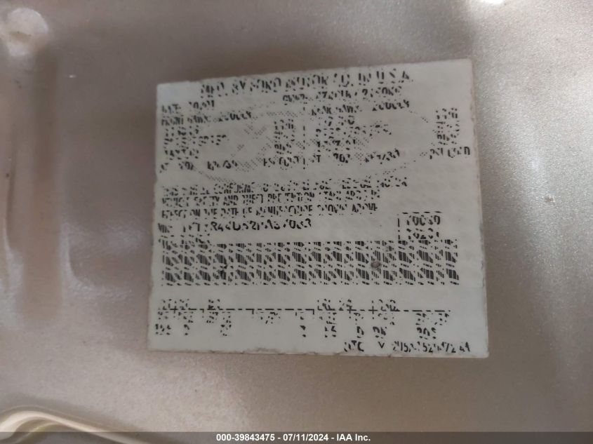 2002 Ford Ranger Edge/Tremor/Xlt VIN: 1FTYR44U52PA37083 Lot: 39843475