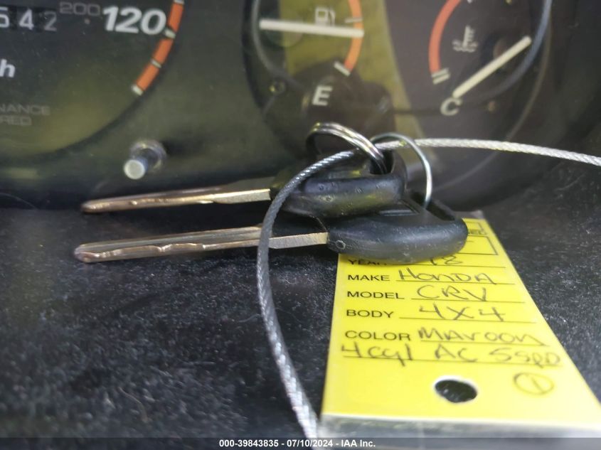 1998 Honda Cr-V Lx VIN: JHLRD1742WC100024 Lot: 39843835