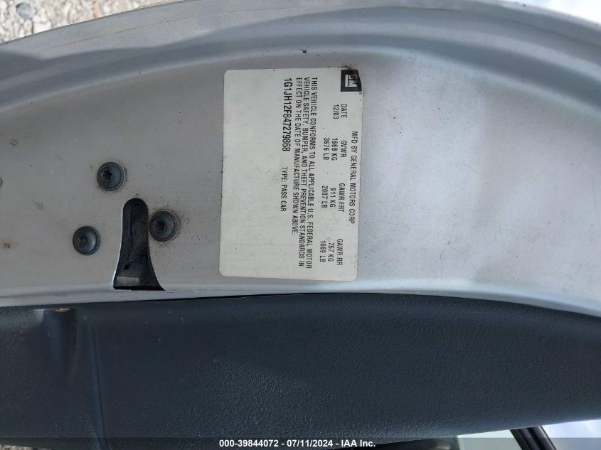 2004 Chevrolet Cavalier Ls Sport VIN: 1G1JH12F847279868 Lot: 39844072