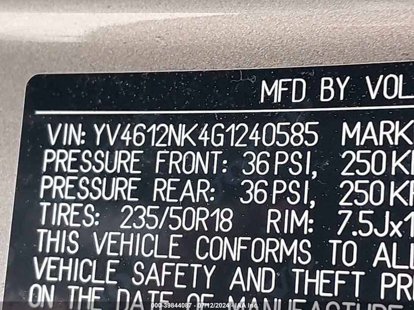 2016 VOLVO XC70 T5 PREMIER - YV4612NK4G1240585