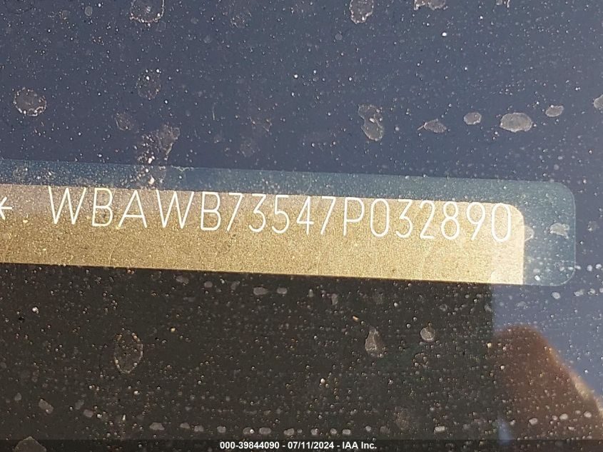 2007 BMW 335I VIN: WBAWB73547P032890 Lot: 42485479