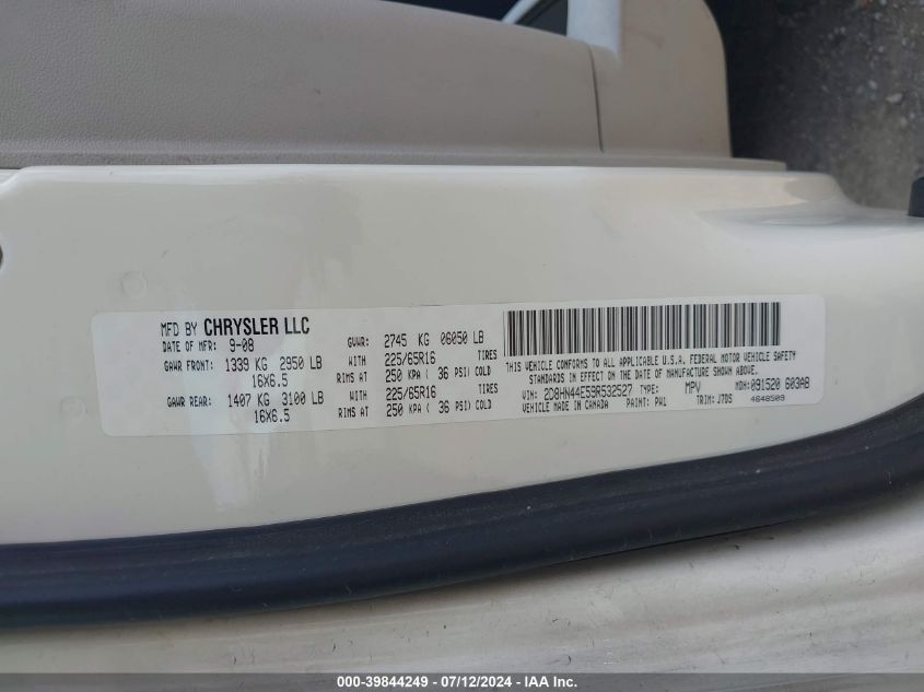 2009 Dodge Grand Caravan Se VIN: 2D8HN44E59R532527 Lot: 39844249