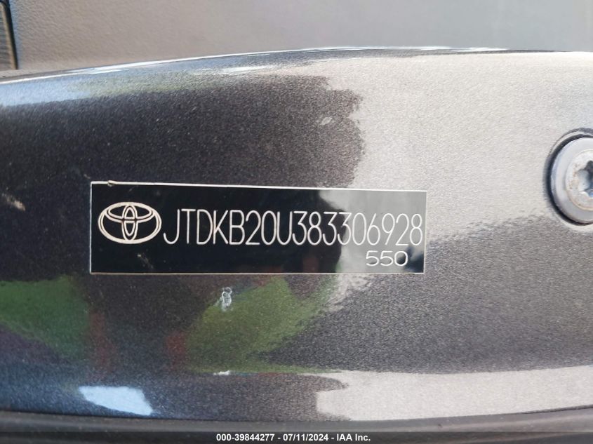 2008 Toyota Prius VIN: JTDKB20U383306928 Lot: 39844277