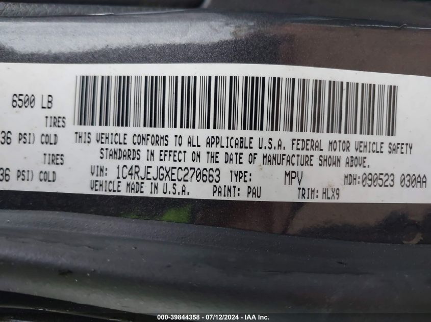 2014 Jeep Grand Cherokee Summit VIN: 1C4RJEJGXEC270663 Lot: 39844358