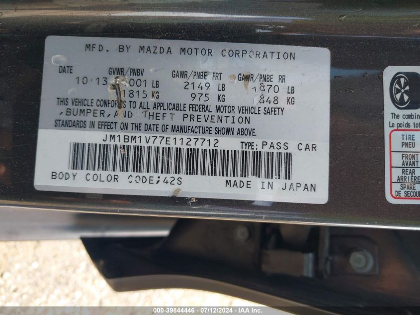 2014 Mazda Mazda3 I Touring VIN: JM1BM1V77E1127712 Lot: 39844446