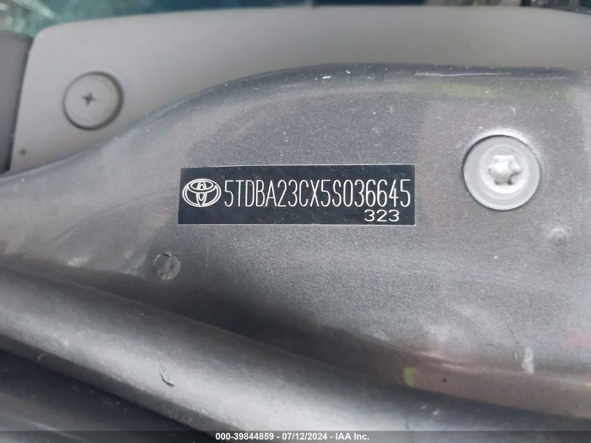 2005 Toyota Sienna Le VIN: 5TDBA23CX5S036645 Lot: 39844859