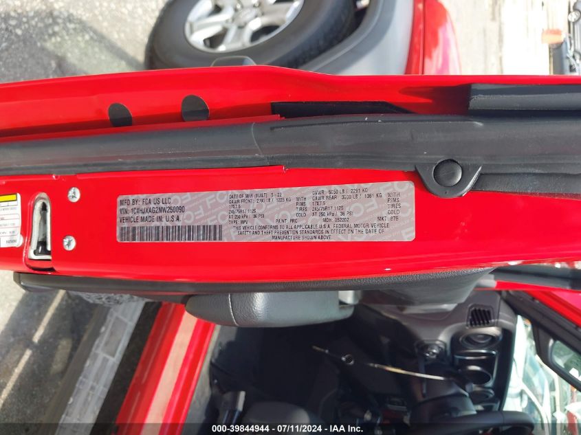 2022 Jeep Wrangler Sport S 4X4 VIN: 1C4HJXAG2NW250090 Lot: 39844944