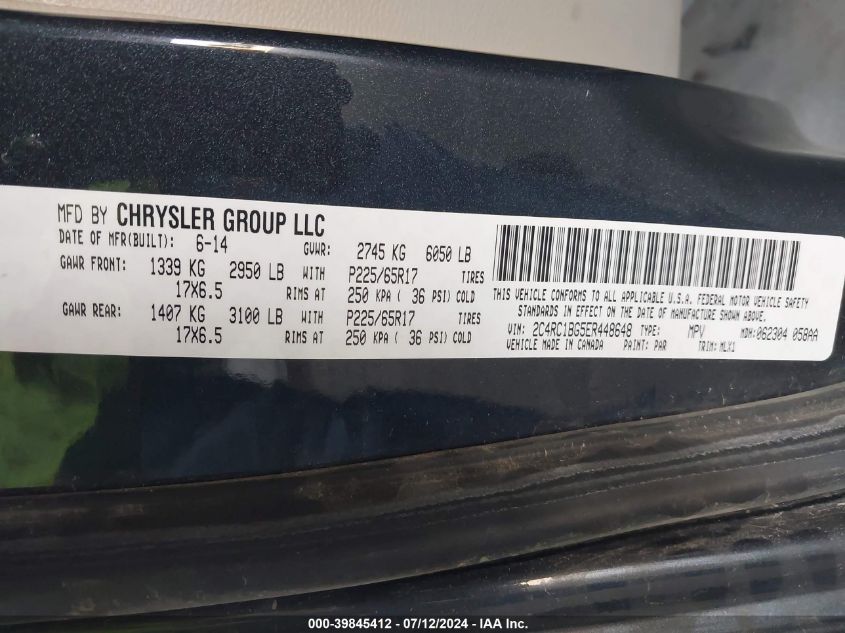 2C4RC1BG5ER448648 2014 Chrysler Town & Country Touring