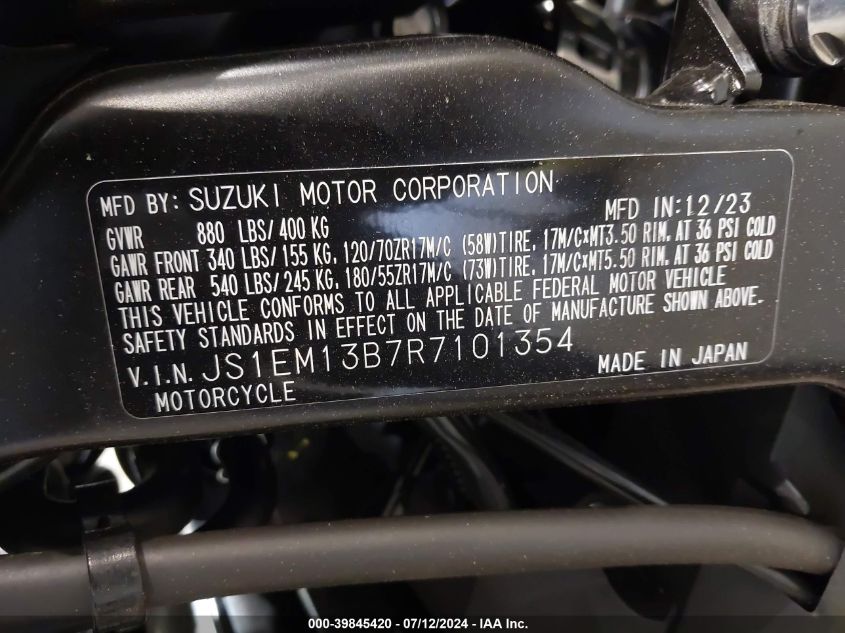 JS1EM13B7R7101354 2024 Suzuki Gsx800 F