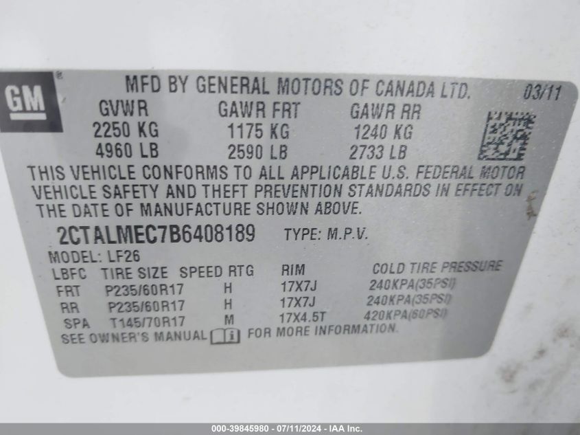 2CTALMEC7B6408189 2011 GMC Terrain Sle-1