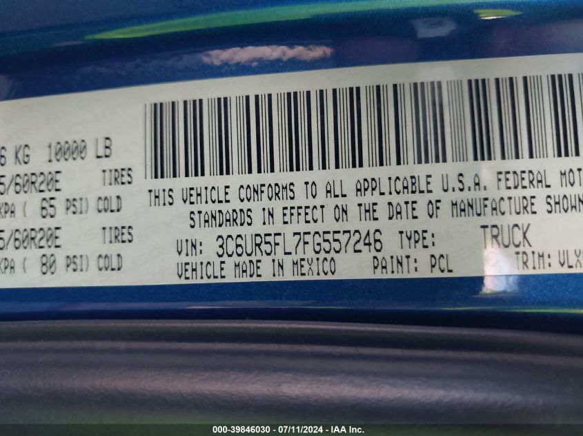 2015 RAM 2500 LARAMIE - 3C6UR5FL7FG557246