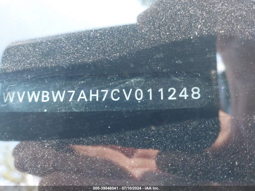2012 Volkswagen Eos Komfort VIN: WVWBW7AH7CV011248 Lot: 39846041