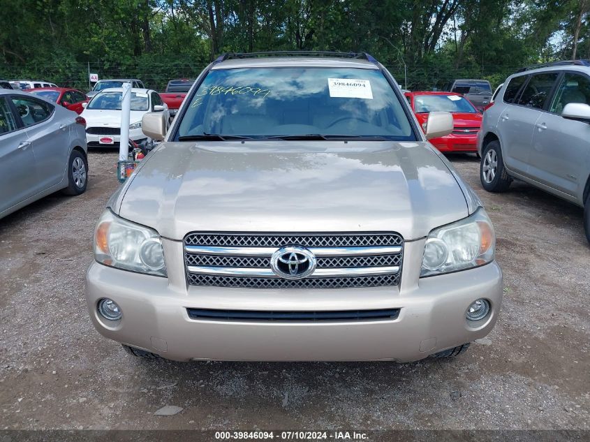 2007 Toyota Highlander Hybrid V6 VIN: JTEGW21A270020109 Lot: 39846094