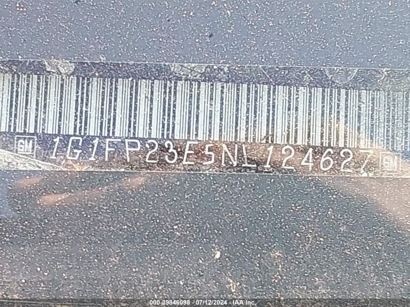 1992 Chevrolet Camaro Rs VIN: 1G1FP23E5NL124627 Lot: 39846098