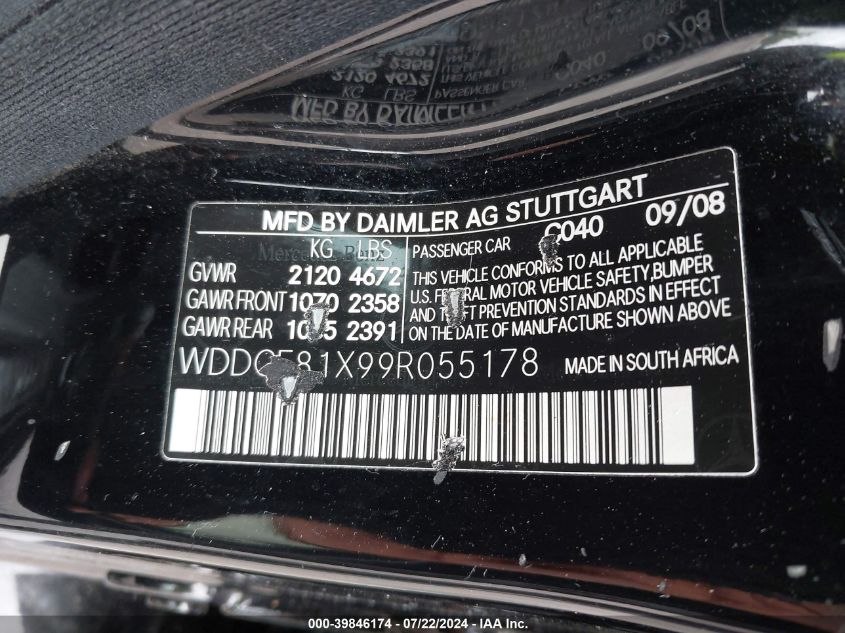 2009 Mercedes-Benz C 300 Luxury 4Matic/Sport 4Matic VIN: WDDGF81X99R055178 Lot: 39846174