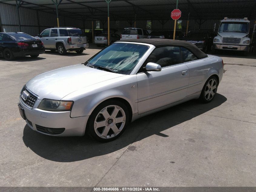 2005 Audi S4 Quattro Cabriolet VIN: WUARL48H85K902474 Lot: 39846686