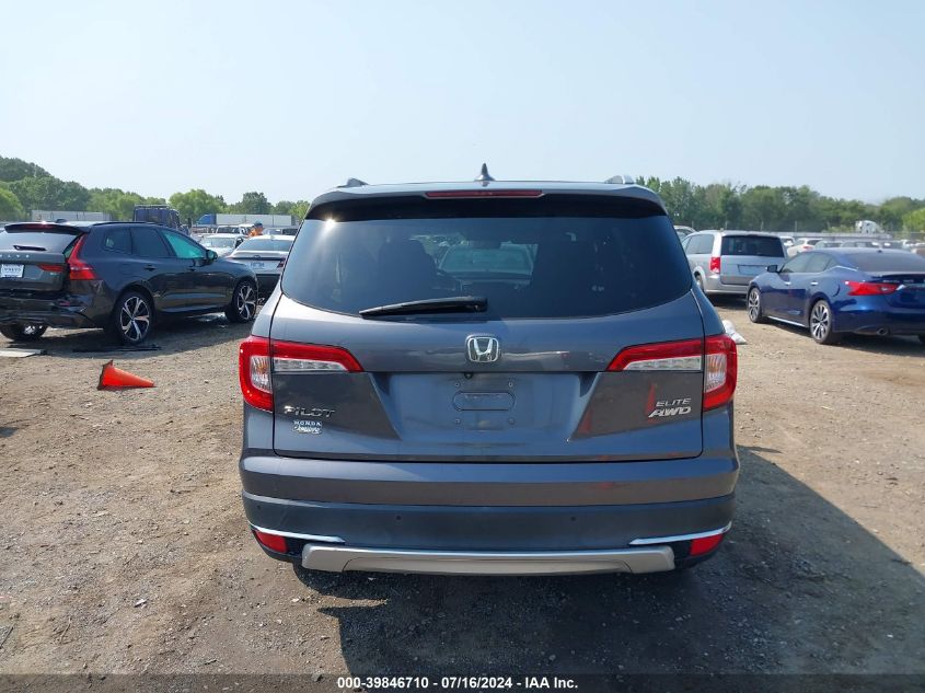 2019 Honda Pilot Elite VIN: 5FNYF6H04KB031832 Lot: 39846710