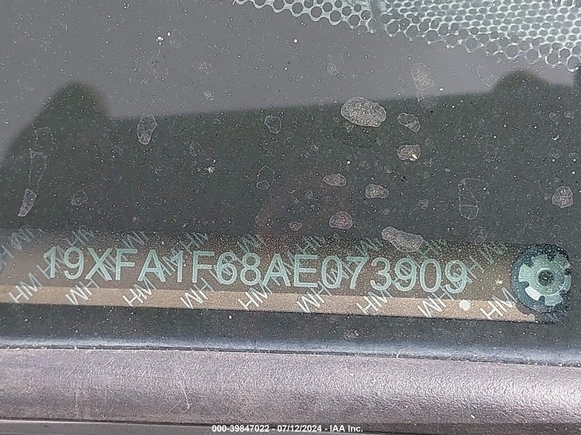 2010 Honda Civic Lx-S VIN: 19XFA1F68AE073909 Lot: 39847022